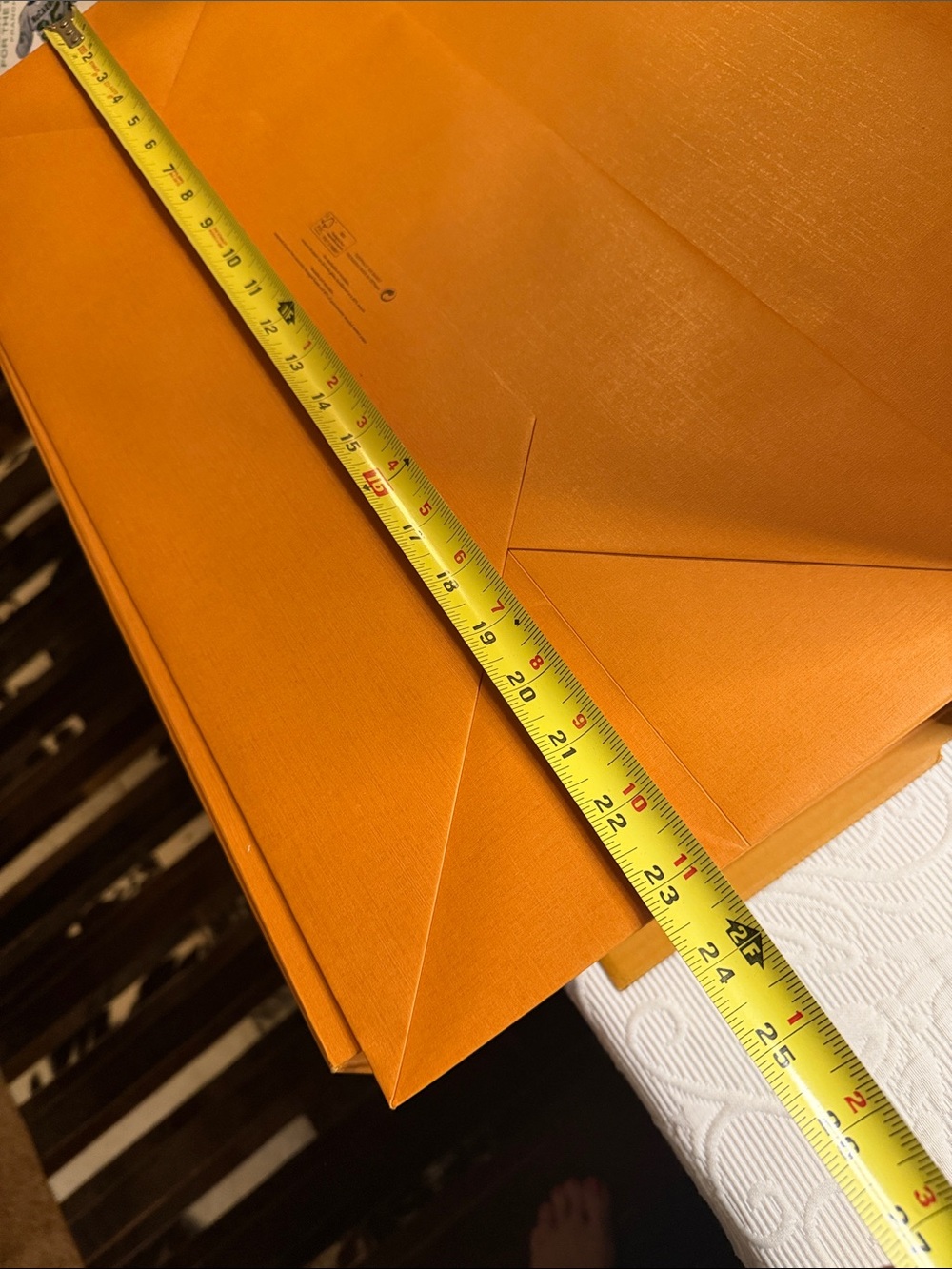 Louis Vuitton Orange Gift Bag with Blue Ribbon Handle and Box Set. - Picture 13 of 15